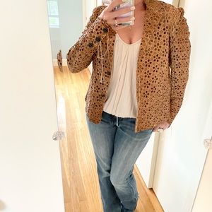 Imp of the Roses Joni Mitchel Laser Cut Leather Blazer